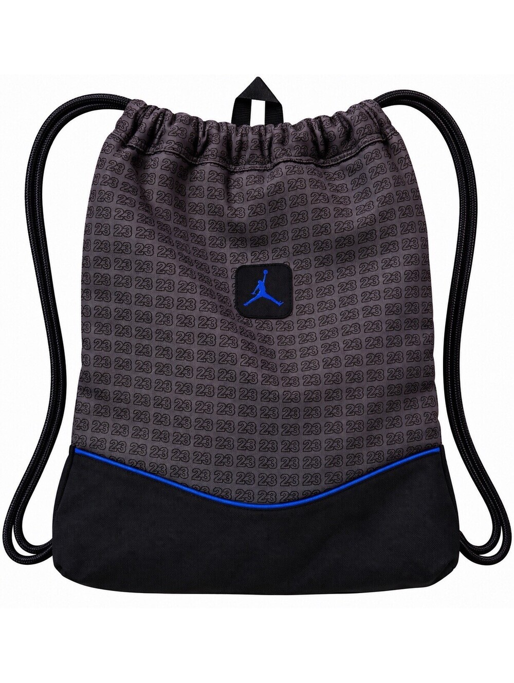 Jordan Jumpman 23 Drawstring Backpack Black Gray Blue Monogram Gym Sack